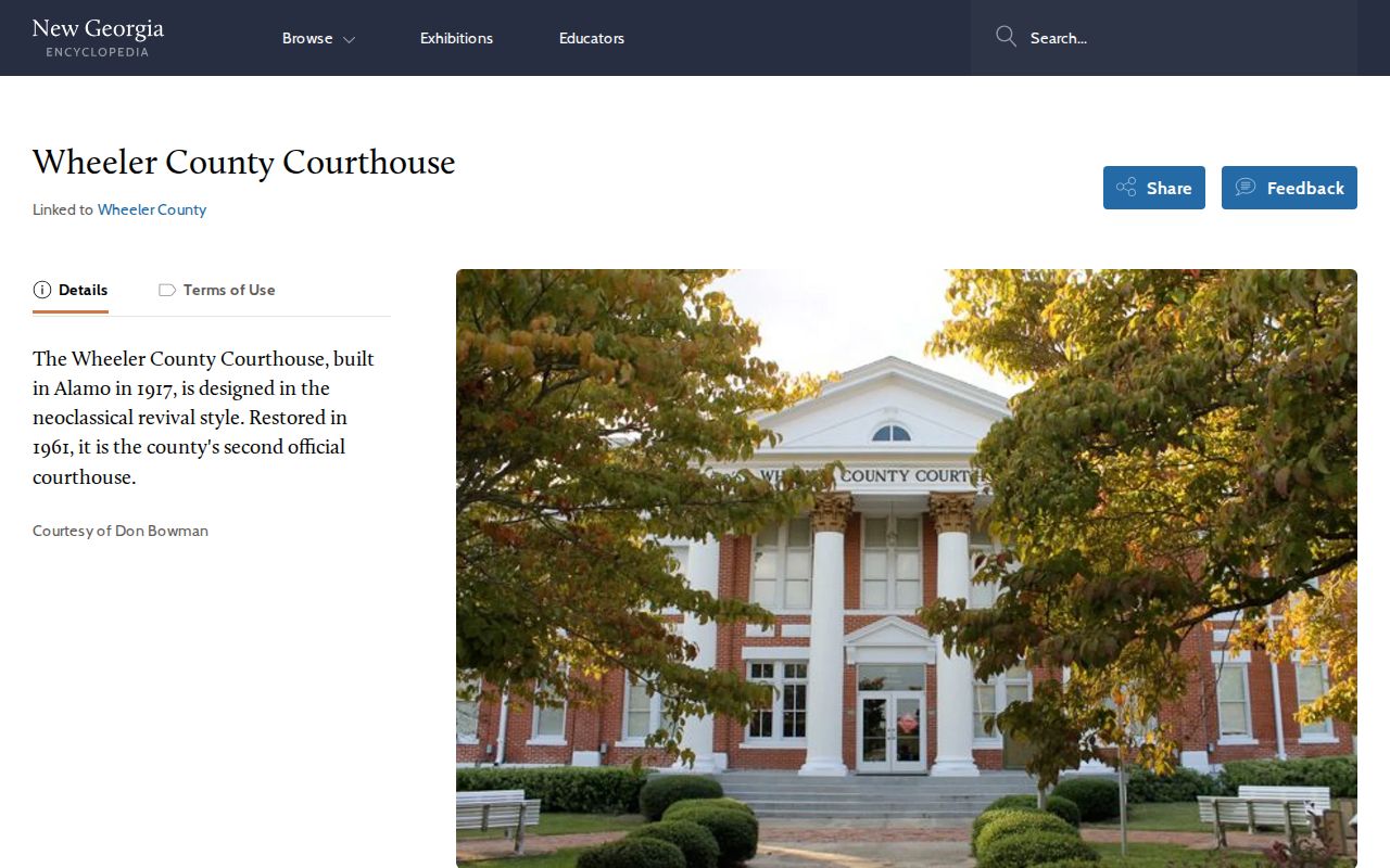 Historic Wheeler County courthouse in Alamo