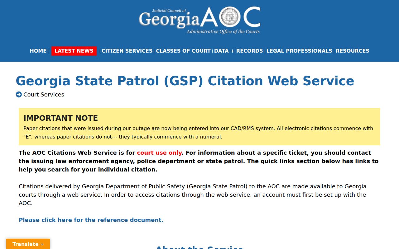 Wheeler County traffic ticket GSP citation service
